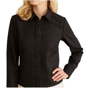 Lafayette 148 Black Mohair Wool Blend Beaded Blazer Jacket New Size 2